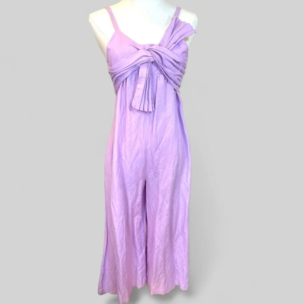 Habitual lavender size girls 12 adjustable‎ straps wide leg linen blend jumpsuit